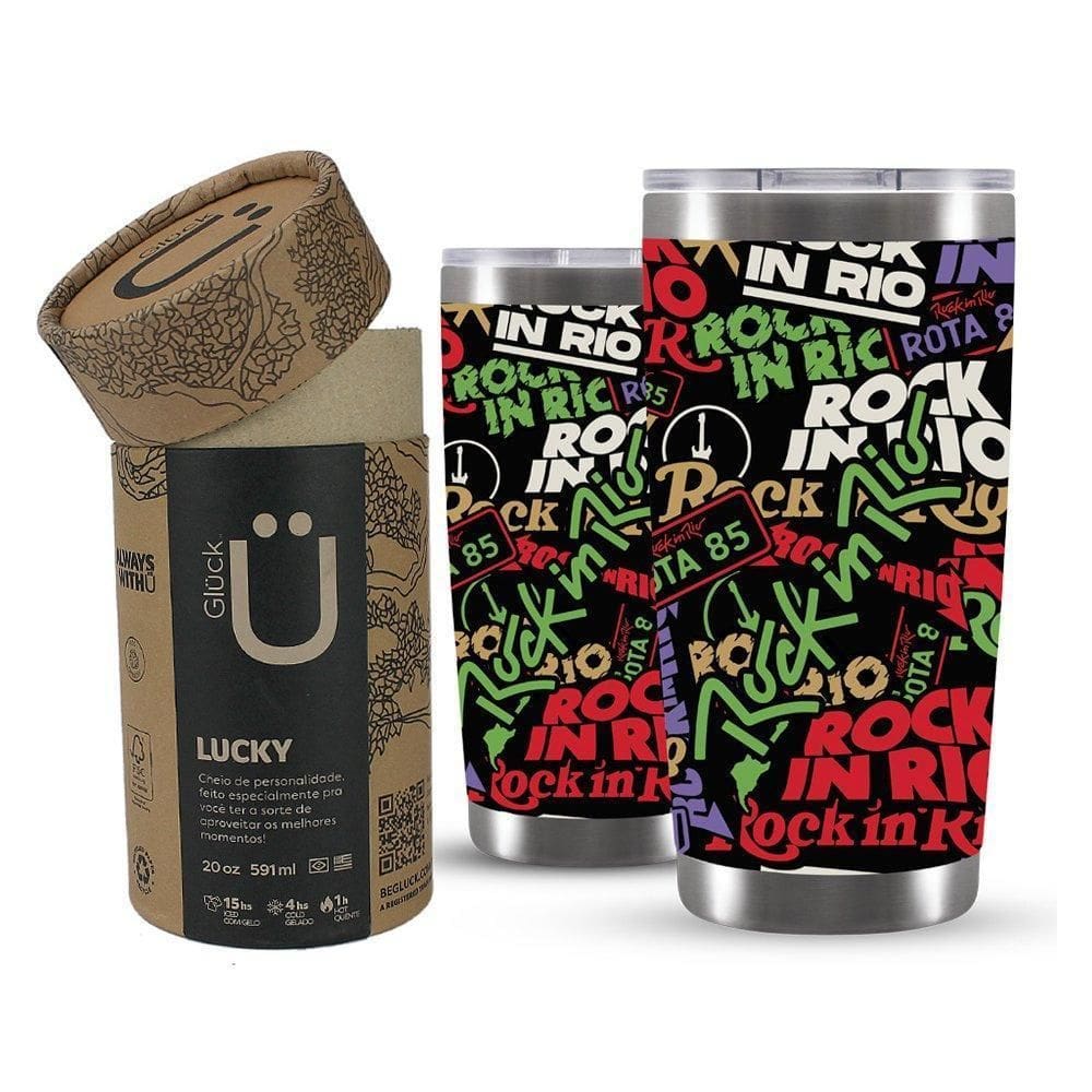 Copo Térmico Gluck Lucky Future Rock In Rio Grafitti 591Ml