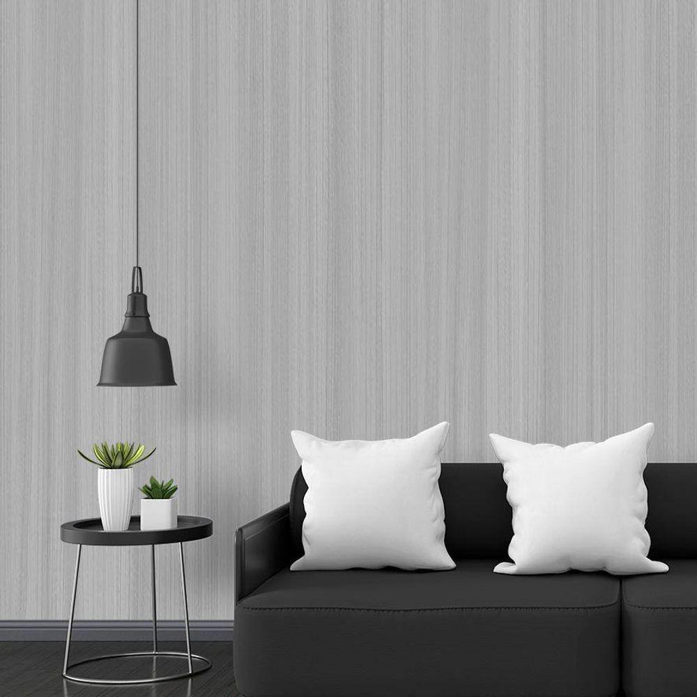 Kit 8 Rolos Papel De Parede Adesivo Madeira Cinza 3,0M