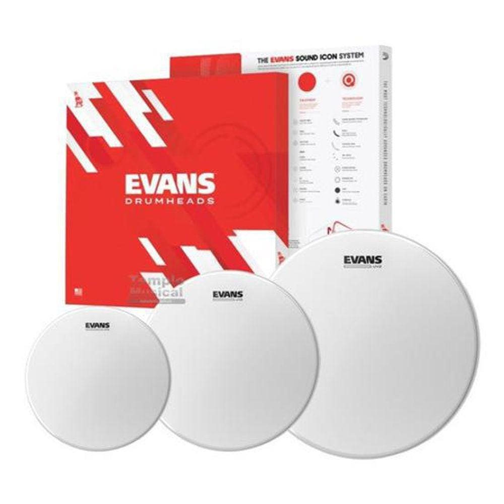 Kit Pele Tom 10 12 14 Evans Uv2 Porosa Duplo Filme Level 360