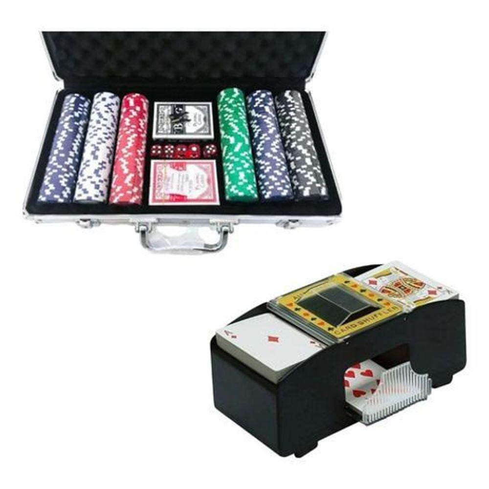 Maleta Poker 300 Fichas + Embaralhador |