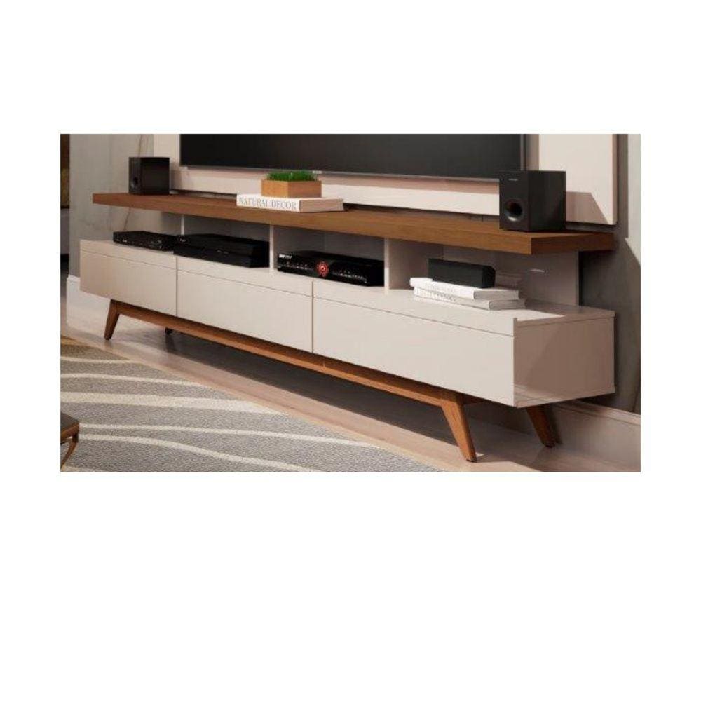 Rack Vivare 1.8 Wood Off White/Freijó – Giga Móveis