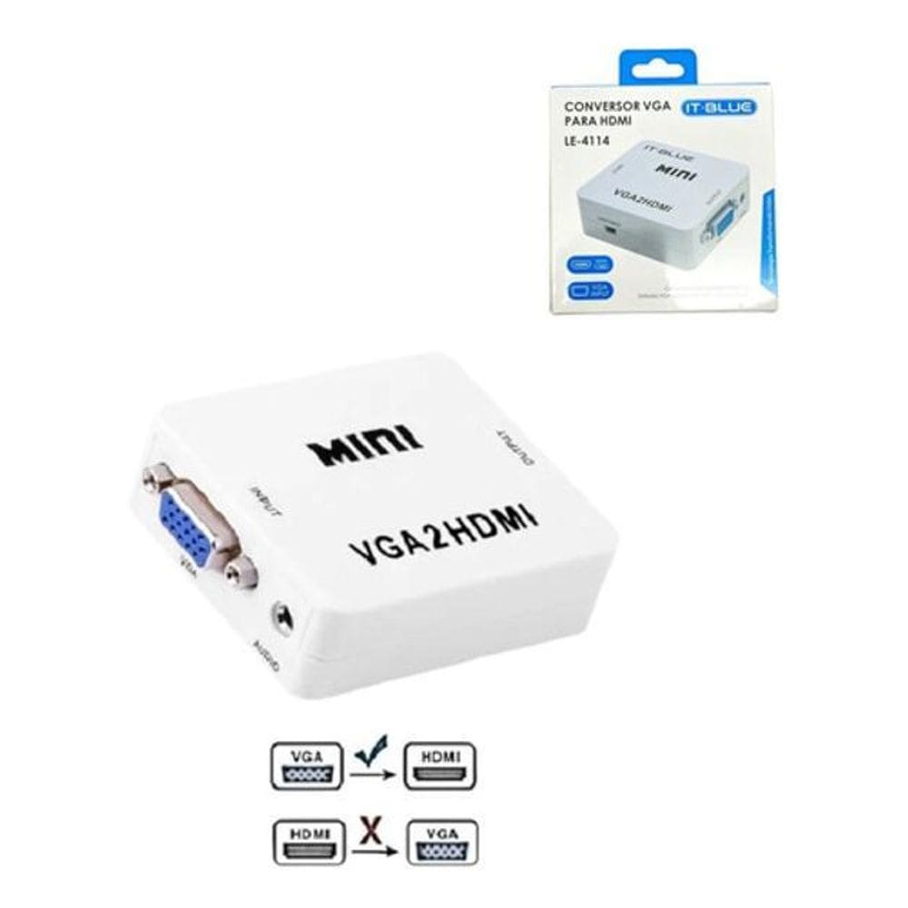 Mini Adaptador Conversor Vga X Hdmi Entrada Vga E Saida Hdmi