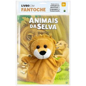 Livro com fantoche animais da selva - Interativo e divertido