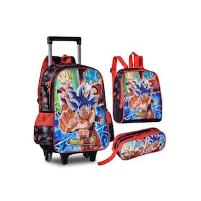 Kit Mochila Dragon Ball Super Carrinho Azul 40x30x13cm