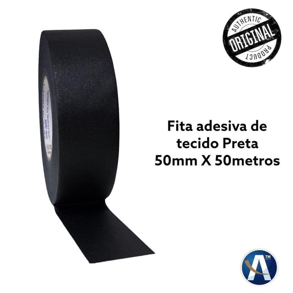 Fita Adesiva Tecido Preta 50Mmx50M