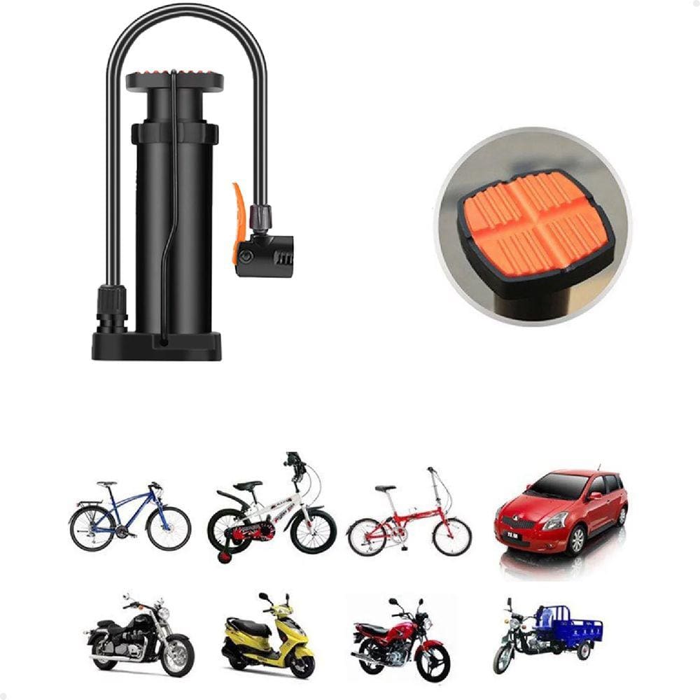 Bomba de Ar 2 Bicos Lorben com Pedal para Encher Pneu de Bicicleta Carro Moto Bola