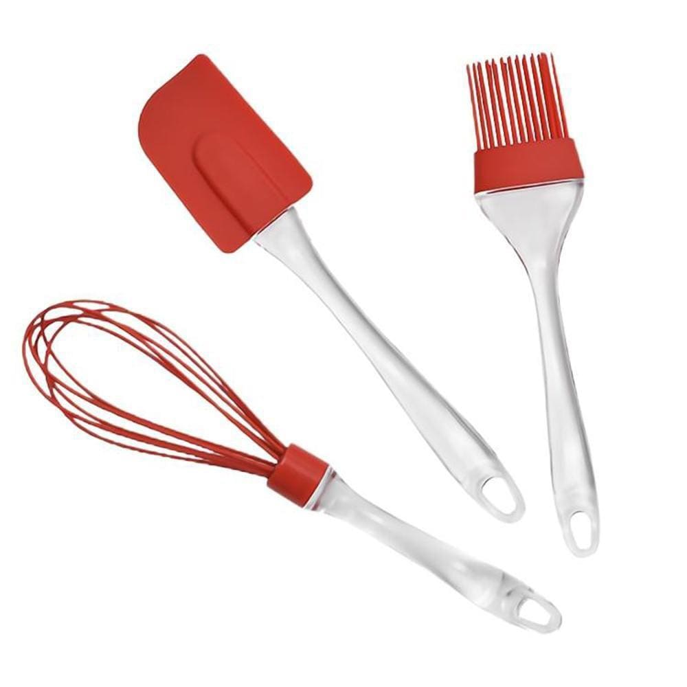 Conjunto 3 Utensílios Silicone Acrílico Colher Batedor