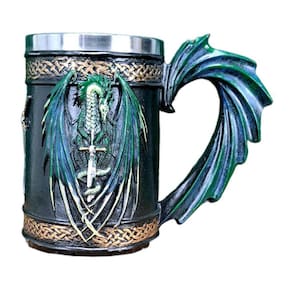 Caneca Medieval Viking 3D Dragão Na Espada Decoração Casa