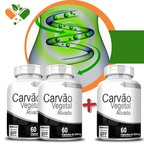 Carvão Vegetal - Compre 2 Leve 3 - 60 Cápsulas