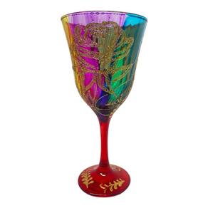 Taça Lirio Cigana Colorida Rosa Super luxo Vidro 330ml Nadir