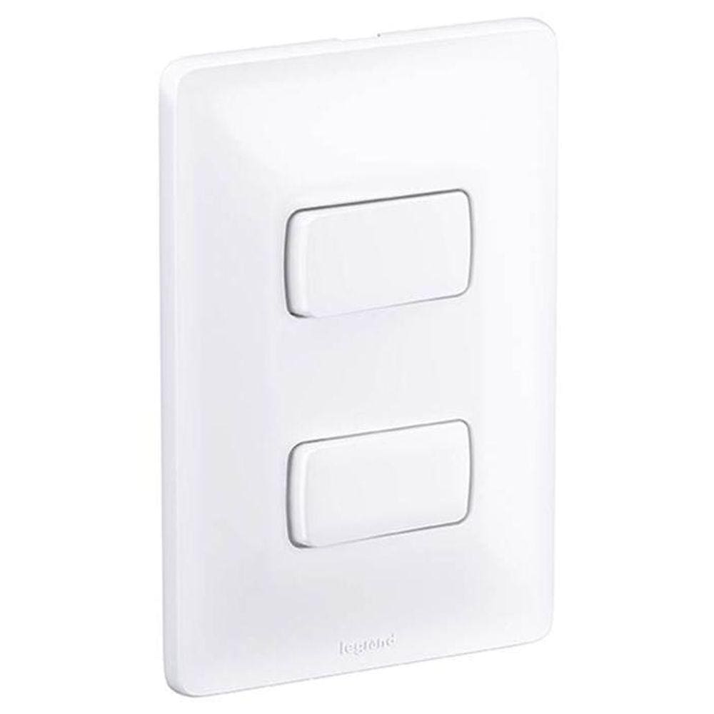 Interruptor Legrand Pial Zeffia - Duplo - 10A - Branco - 680101