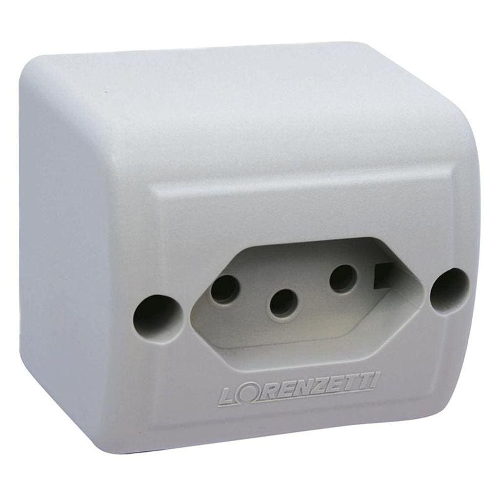 Tomada Retangular Sobrepor Lorenzetti - 2P+T - 10A - Cinza - 1713011