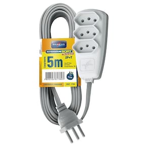 Extensão Legrand Daneva com 3 tomadas - 5 Metros - 10A - Novo Padrão - Branco - DN1780