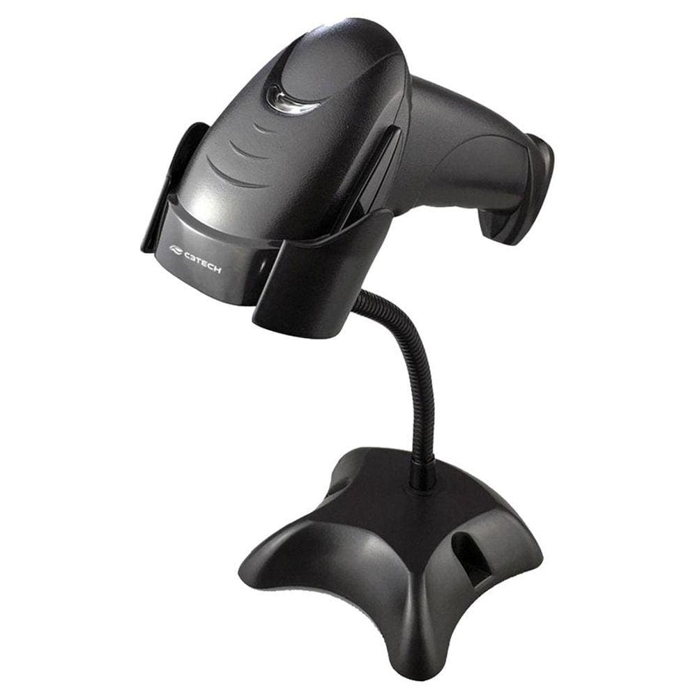 Leitor de Código de Barras Laser C3 Tech LB-50BK - Preto - com Suporte - Lê boletos, NFe e produtos