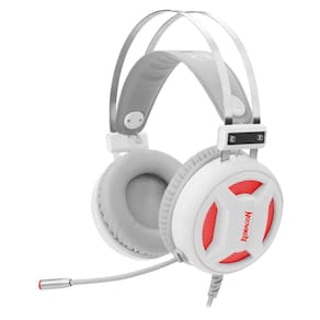 Headset Gamer Redragon Minus Lunar White - com Microfone - Iluminação Vermelha - USB - Branco