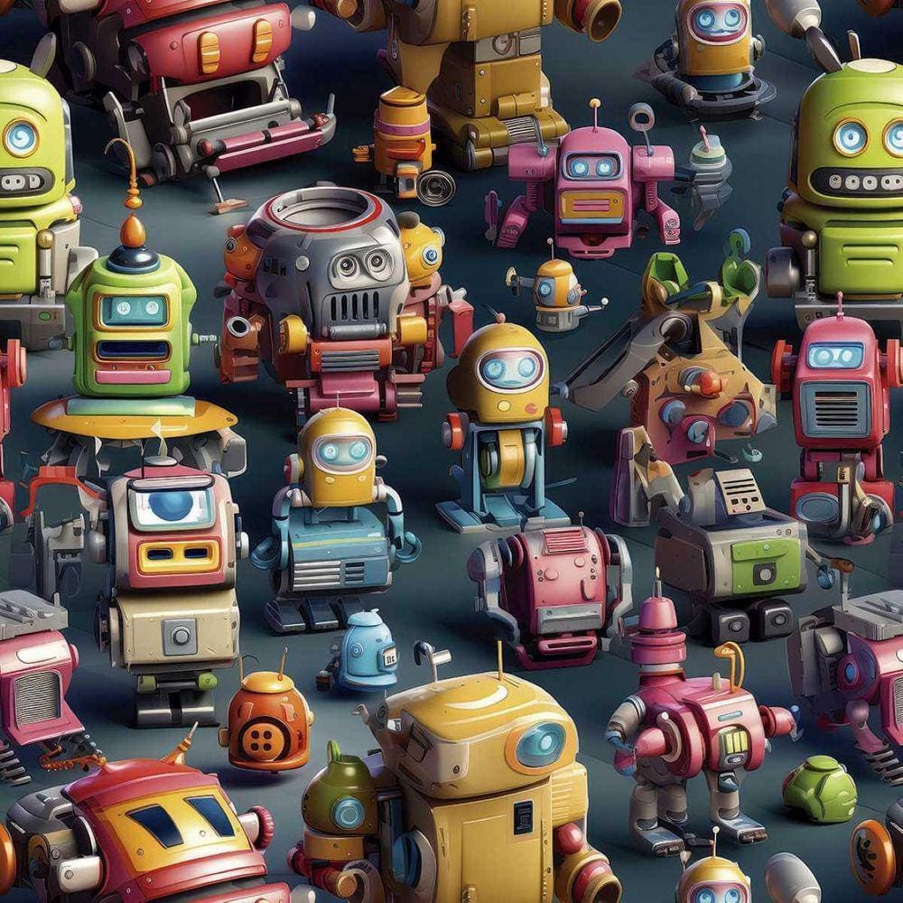 Papel De Parede Robô Colorido Infantil Decorado Lavavel 3M