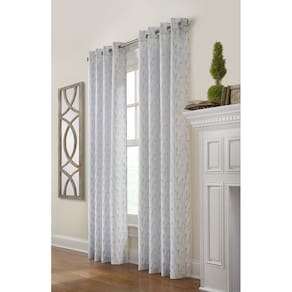 Painel de ilhós em tecido jacquard Curtain Loft Living Azure