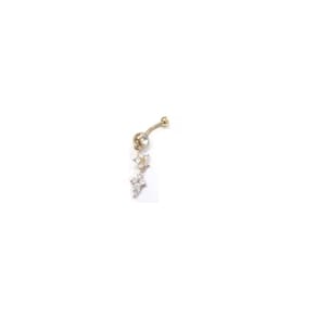 Piercing Brinco Umbigo Flor Invertido Dourado Prateado