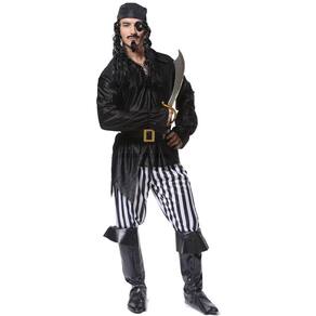 Traje de pirata branco plano para homens + acessórios