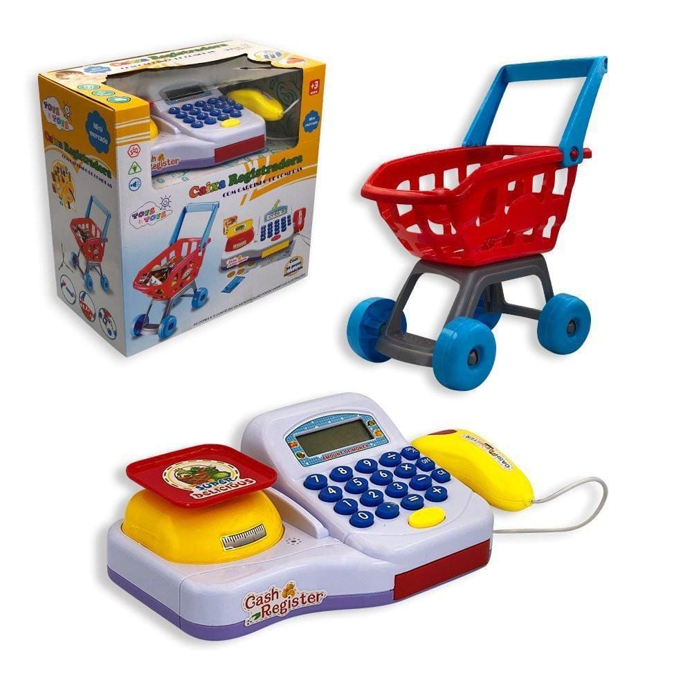 Brinquedo Caixa Registradora Carrinho De Compras Acessórios