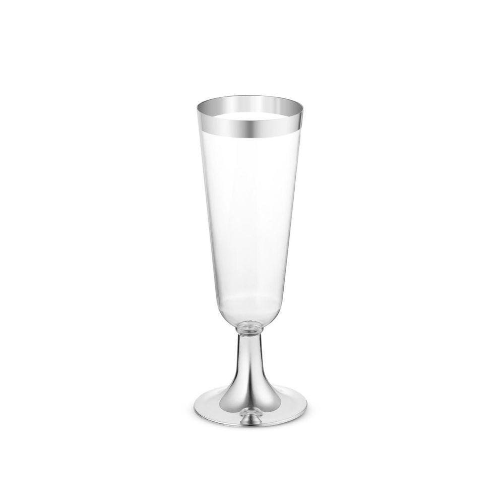 Kit 4 Taças Champagne 150Ml Descartáveis Plástico - Prata