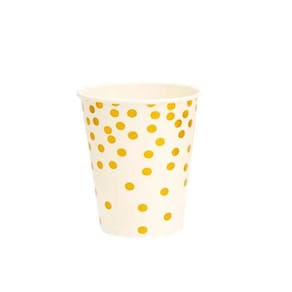 Kit 10 Copos 270Ml Descartáveis De Papel Luxo Bola Dourada