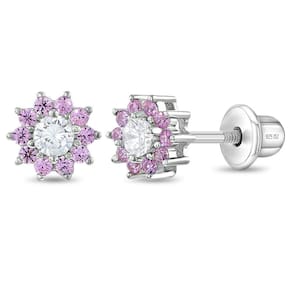 Brincos In Season Jewelry em prata esterlina 925 com rosa CZ