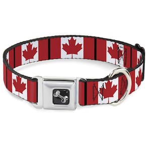 Coleira para cães Buckle-Down Canada Flags 1W para pescoço d