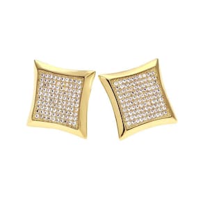 Brincos masculinos HONB Gold Iced Out Screw Stud em ouro 14K
