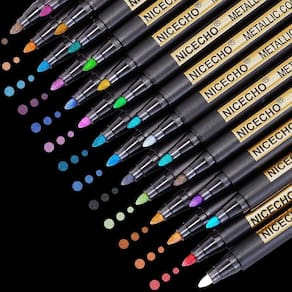 Canetas de pintura metálica Nicecho 26 cores com ponta média
