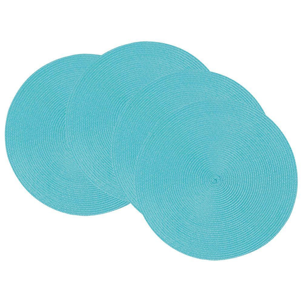 Placemats Now Designs Disko Round Turquoise, conjunto de 4