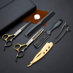 Tesoura de corte de cabelo Zhjdongtuo Black Gold Stainless S