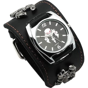 Relógio de couro Vigee Punk Scorpion Skull à prova d`água