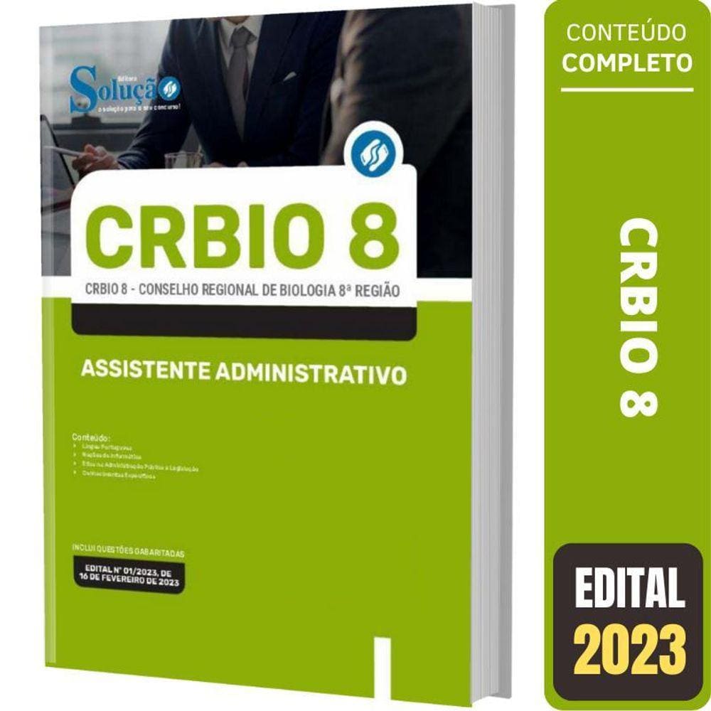 Apostila CRBio 8 - Assist. Administrativo Mar/2023 - 280 Pgs.