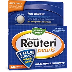 Pérolas Probiotic Nature`s Way Primadophilus Reuteri para ho
