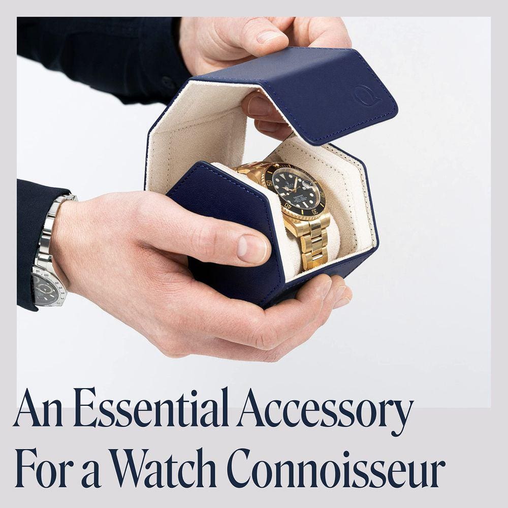 Estojo de relógio WWATCHBANDS de couro para homens com hexág