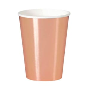 Kit 10 Copos 270Ml Descartáveis Papel Para Festa Rosa Gold