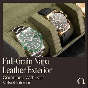 Estojo Watch Roll em couro Napa para homens QWATCHBANDS Hexagon