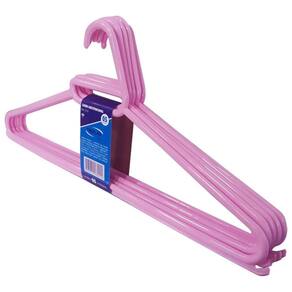 Cabide Adulto 5 Pçs Rosa Reforçado 41X18Cm Trioplast