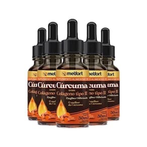 Kit 5X Cúrcuma Com Colágeno Tipo 2 Melfort 30Ml