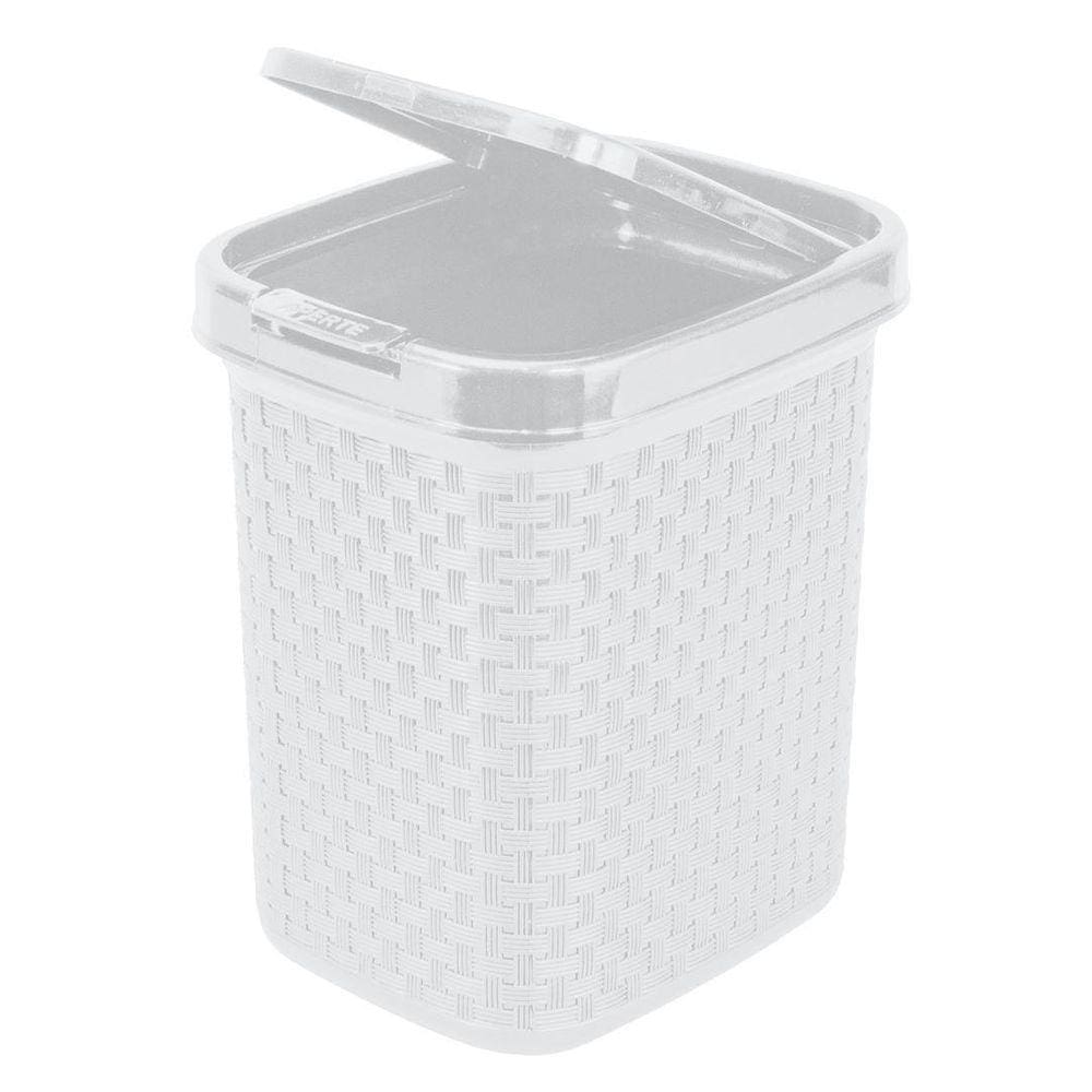 Lixeira Rattan Com Click Branca 4,5L Nitron