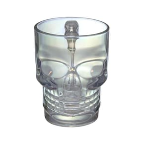 Caneca Em Vidro Decorativa Caveira Rainbow 500 Ml