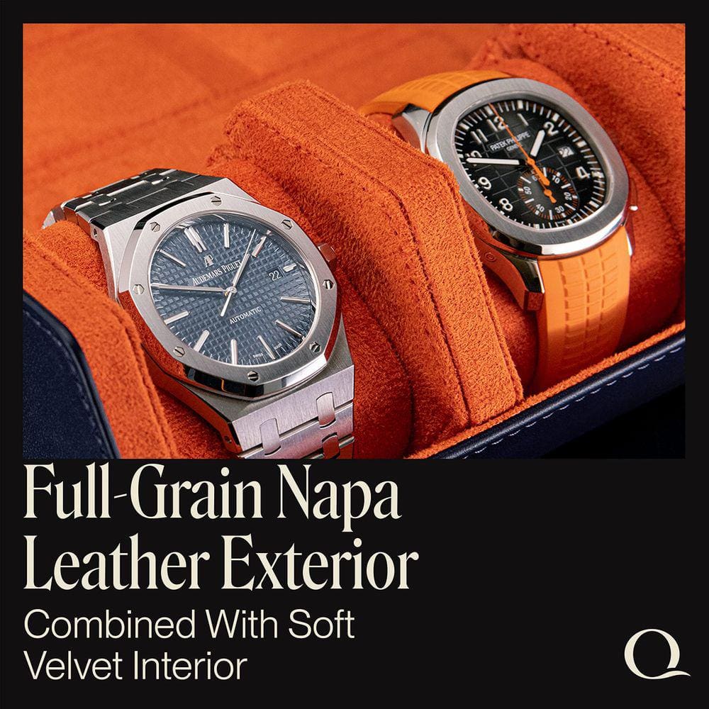 Estojo de viagem Watch Roll Napa Leather para homens - Hexagon Triple