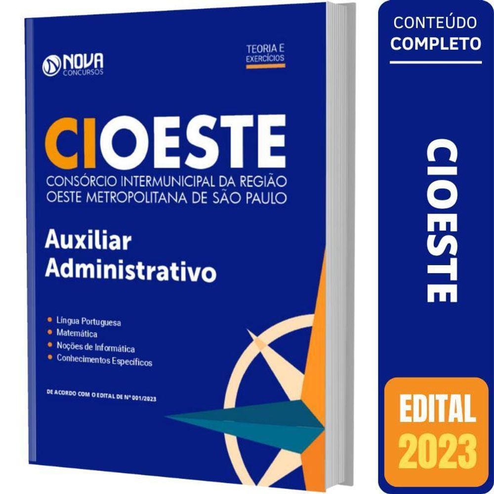Apostila Concurso CIOESTE-SP 2023 Aux. Adm. 214 Págs.
