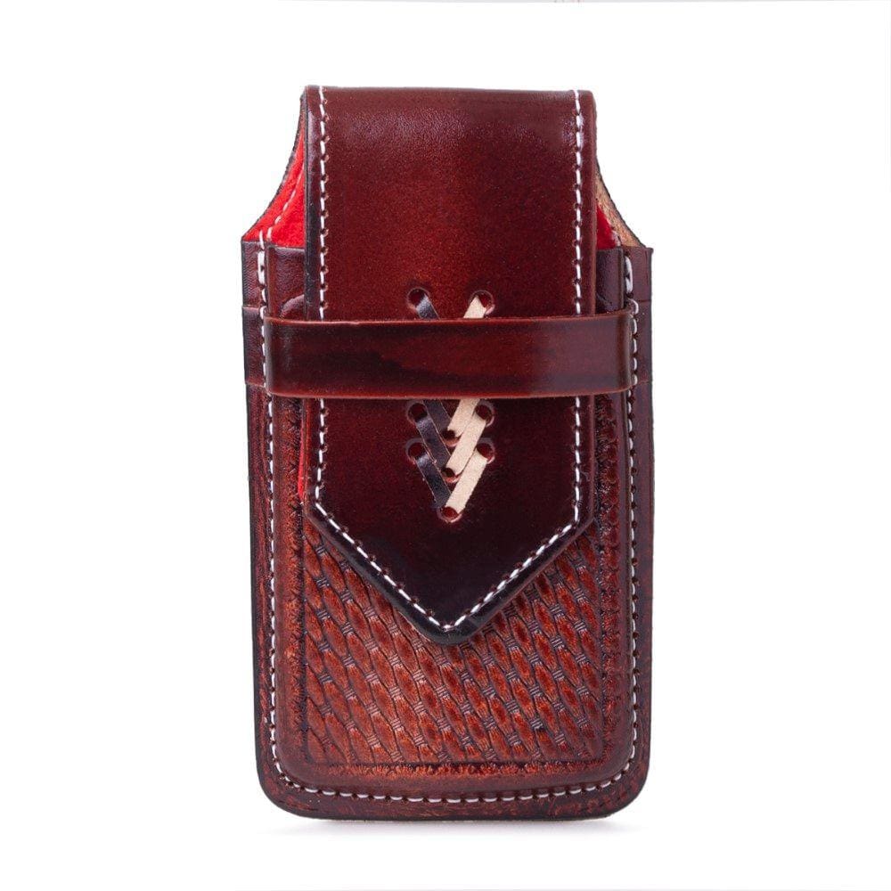 Capinha de Celular Couro Detalhes Trançado Resistente Com Passador de Cinto Moderno Rodeio