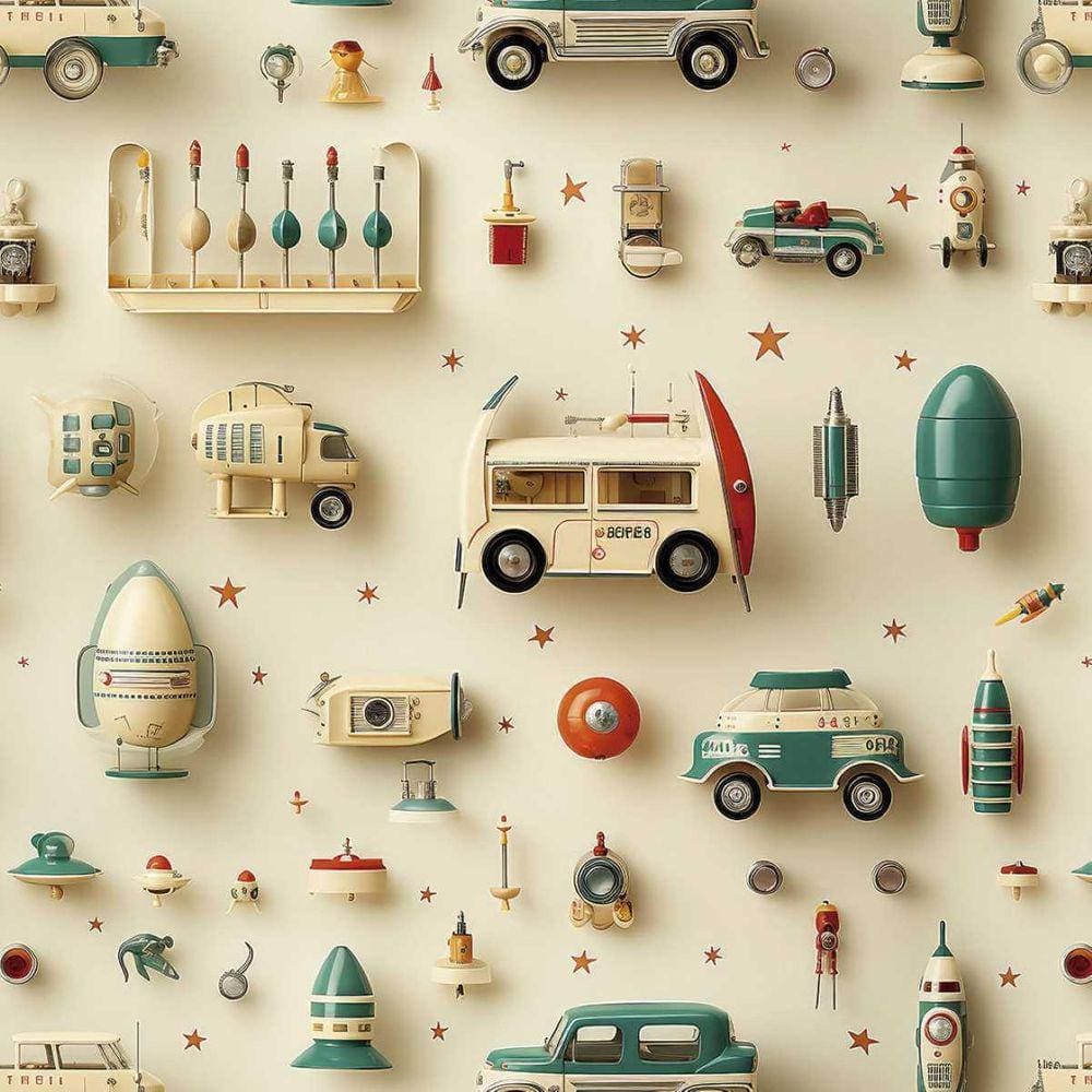 Papel De Parede Infantil Carro Espacial Branco Vinilico 3M