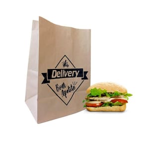 Saco Kraft Para Delivery Sos M 23,5X15X33Cm Com 50 Un.