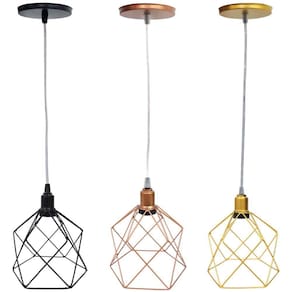 Pendente Aramado Cálice Luminária Lustre Cabo Cristal Retrô Vintage Agp Ilumini Industrial Luxo