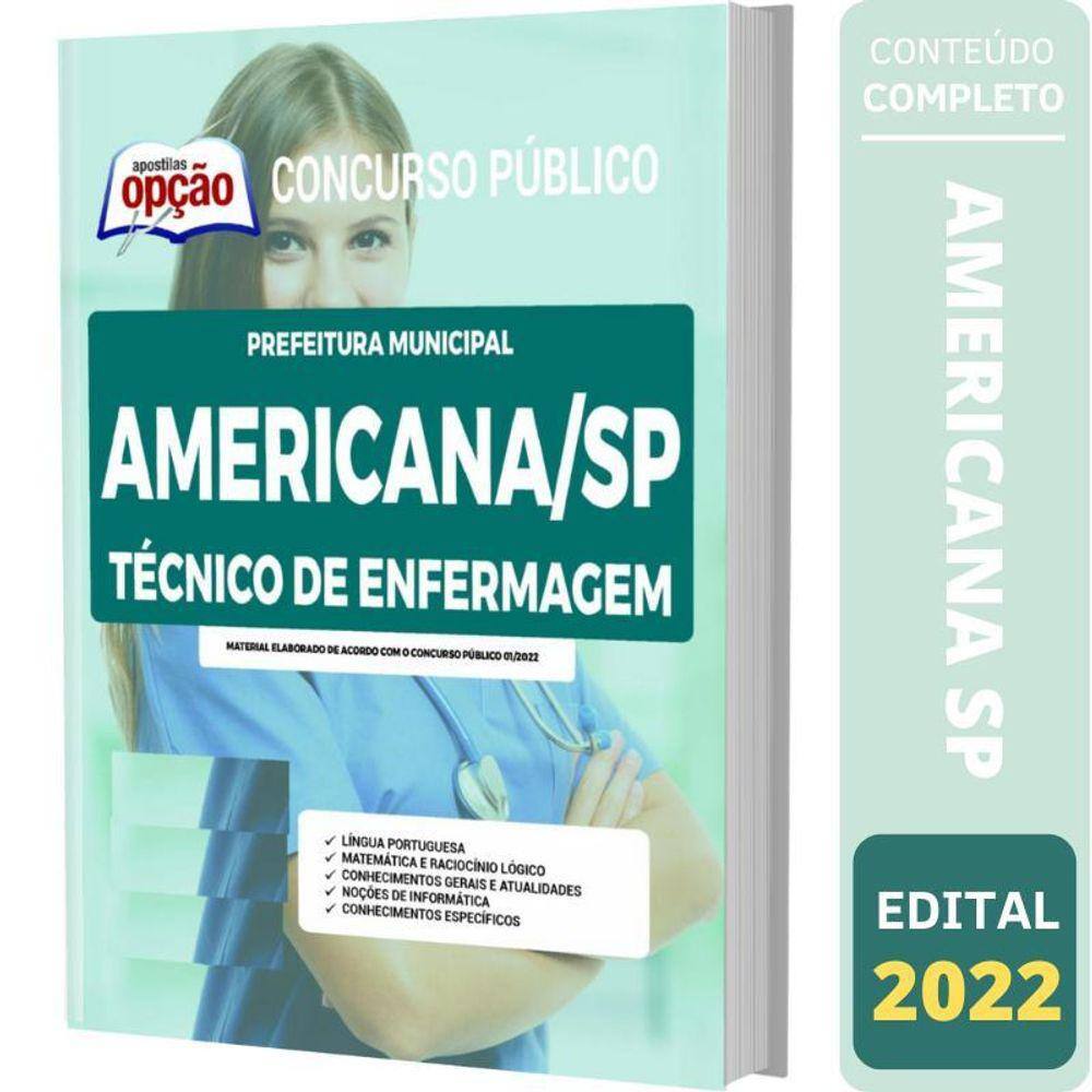 Apostila Concurso Americana Sp - Técnico De Enfermagem