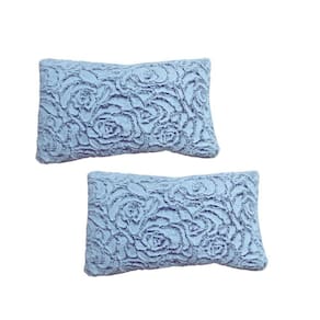 Kit 2 Almofadas Pelúcia Baixa Texturizada Floral Cinza Zíper Fibra Siliconada 30x50